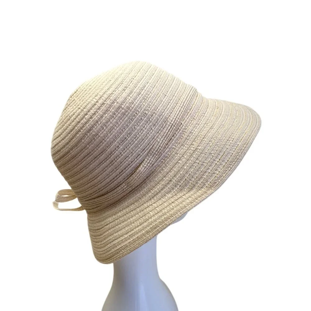 Physician Endorsed Women's Beige Wide Brim Adjustable Sun Hat With Bow One Size - Picture 2 of 6